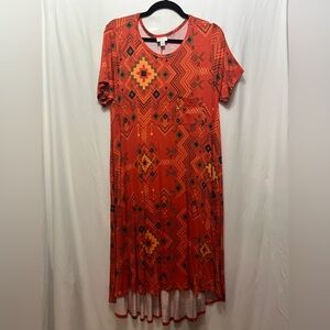 LuLaRoe Orange Geometric High Low Dress